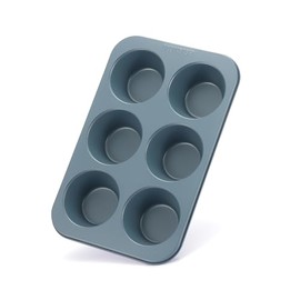 Monfish Muffin Pan 6 Jumbo Cup Carbon Steel Haze Blue non Stick Coating Muffin cupcake Tin 3.5inch cup Roy blue