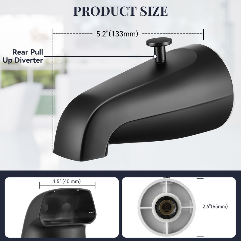 Enhon Tub Spout with Rear Diverter, Bathtub Spout Fitting 1/2-Inch
