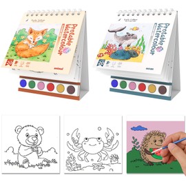 Water Coloring Books for Kids, Paint with Water Books for Toddlers, Mess Free Coloring Painting Book, Travel Arts Crafts Party Favors Birthday Gifts for Kids Girls & Boys (Brown & Blue)