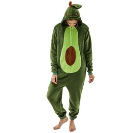 NEWCOSPLAY Unisex Adult Avocado Onesie Pajamas Animal One Piece Costume Cosplay Sleepwear (Avocado, Large)