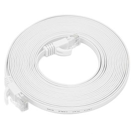 Cable Ethernet Plano Blanco CAT6 Gigabit 8 Núcleos Par Trenzado Puente de Red Cable Plano de Cobre Suministros(5m)
