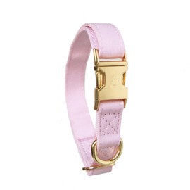 Adjustable Cotton Dog Collar, Soft Material, Metal Buckle, for Small Medium Large Dogs (Pink, S)