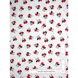 Fabric with Movie Mouse Heads Gray Dots on White Camelot Yard
