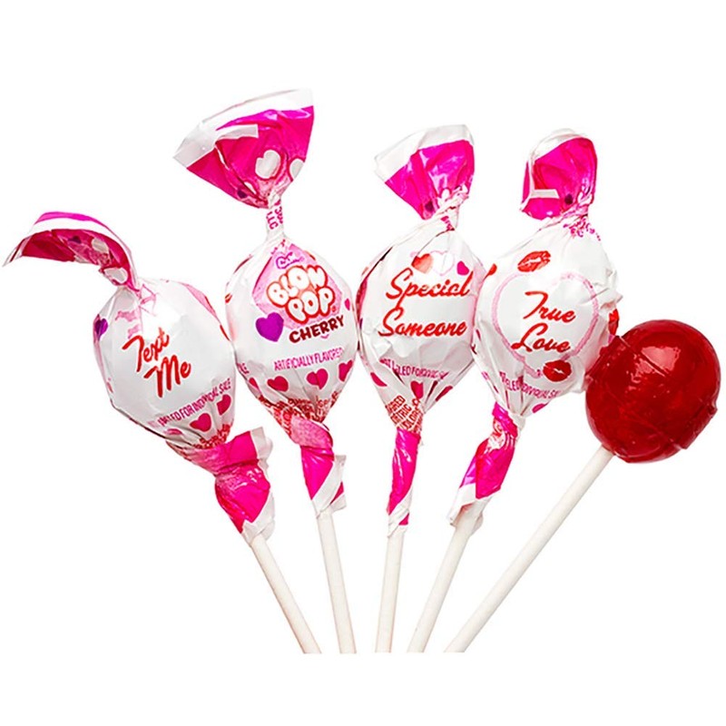 Charms Valentines Day Blow Pops Bubble Gum Filled Lollipops, 11.5
