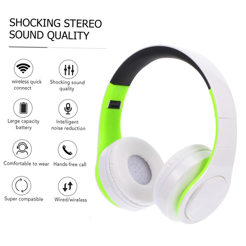 SHINEOFI Over Ear Wireless Headset Foldable Design with Aux Noise