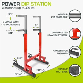 ProsourceFit Power Dip Station Adjustable Height Upper Body Equipment for Home Gym