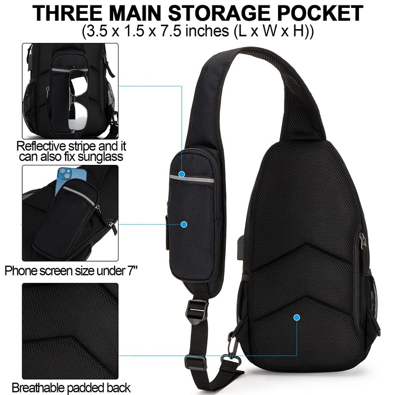 Crossbody Sling Bag, Chest Bag Backpack Daypack Fanny Pack Cross