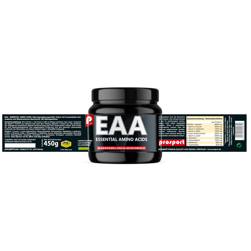 Prosport EAA Powder, 450 g tin, watermelon, with all 8