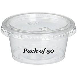 Reditainer - Plastic Disposable Portion Cups - Jello Shot Cup - The Perfect Souffle Cup (2 Ounce, Package of 50 Cups With Lids)