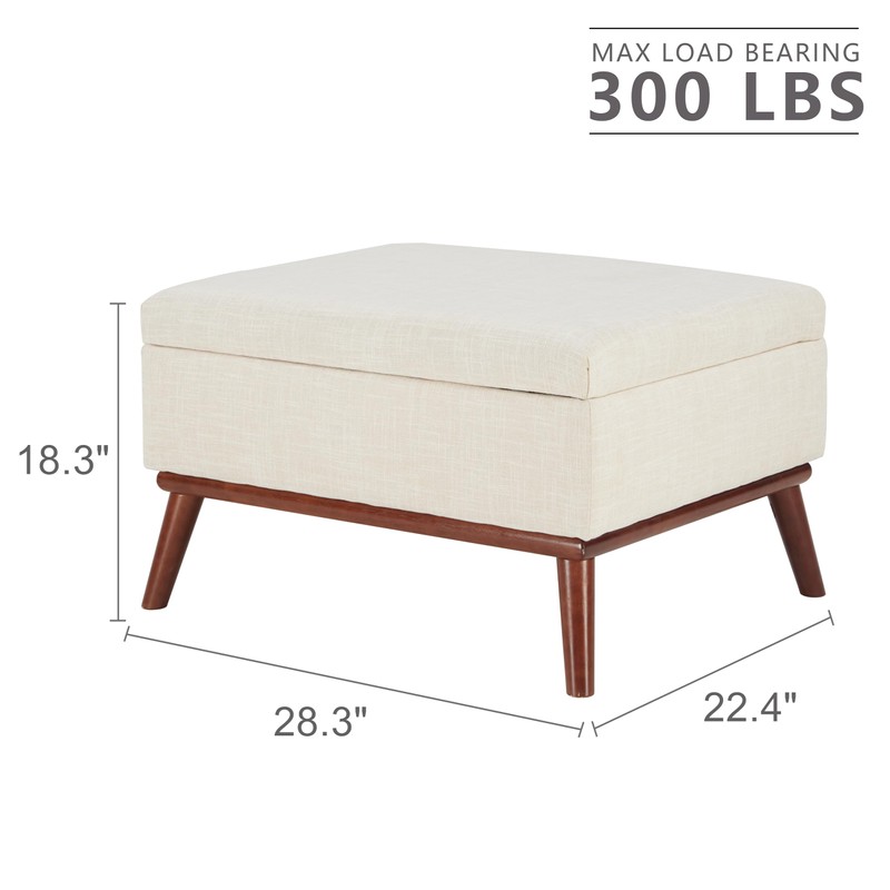 Tbfit Large Ottoman with Storage, 28.3" Mid Century Modern Rectangle