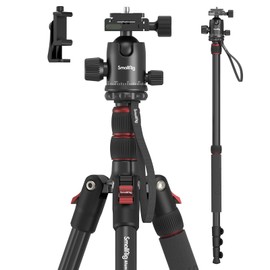SmallRig Camera Tripod, 71" Foldable Aluminum Tripod/Monopod, 360°Ball Head Detachable, Payload 33lb, Adjustable Height from 16" to 71" for Camera, Phone