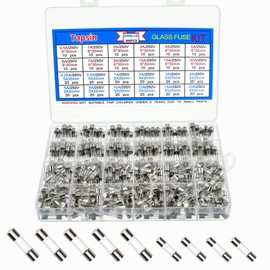 Tapsin Glass Fuses Assortment 24 Values 5 x 20 mm 6 x 30 mm 0.25 A 0.5 A 1A 2A 3A 4A 5A 6A 7A 8A 10A 12A 15A 20A 250V Fine Fuse Glass Fuse Kit