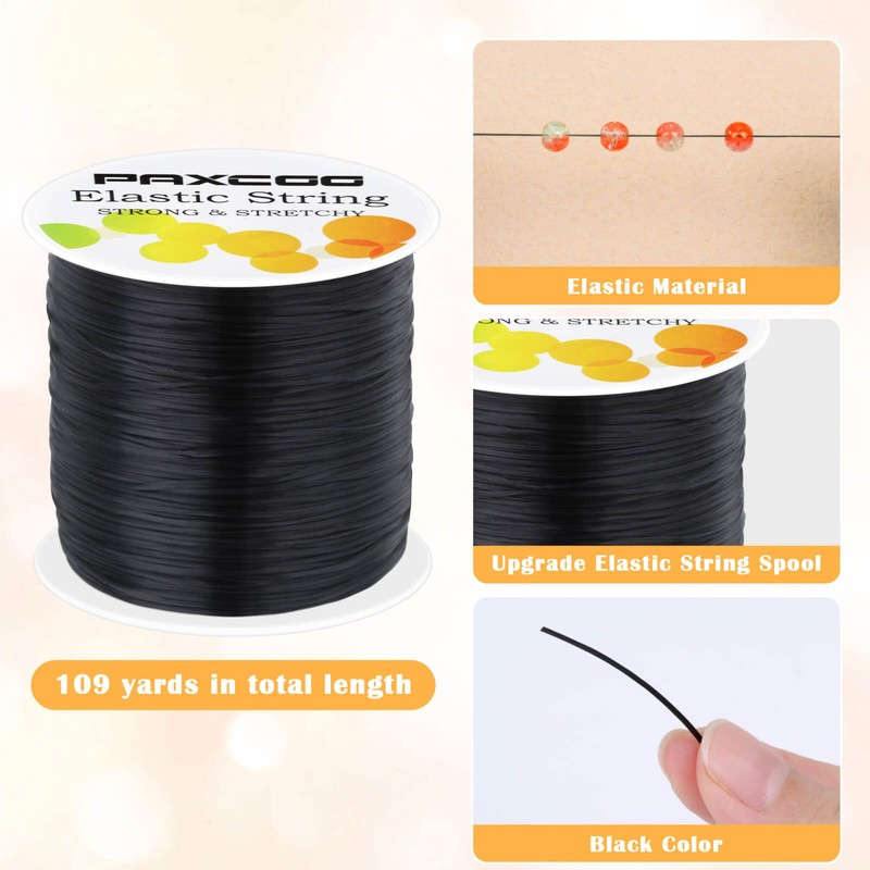 Black Elastic Stretchy String , Paxcoo Stretch Bead Cord for