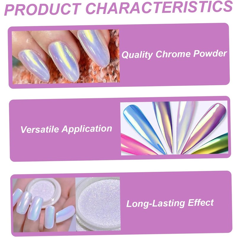 Polvo de uñas cromado de sirena 2 pcs 0, 3