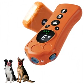 QREIHLPY 2026 Upgraded Dog Bark Deterrent Devices with 10 Adjustable Levels, 50FT 180° Wide Range Trainer with LED Flashlight, 1200mAh Rechargeable Dog Training (Orange and Black)