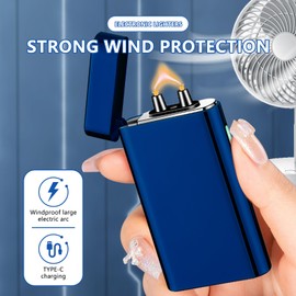 SKRFIRE Electric Arc Lighter – Windproof USB Rechargeable Plasma Torch with Multi-Mode Flashlight, Digital Battery Indicator, Ideal for Hiking, Grilling & Everyday Use(Blue)
