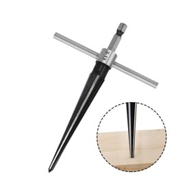 KSOPUERT Taper Reamer with Spiral Flute Carbide Tipped High Carbon Steel Hand & Drill-Powered Tapered Hole Expander for Wood, Soft Metal, Leather (5-22mm Ore Diameter)