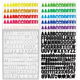 BINLINHONGO 3744 Multicolor Small Alphabet Number Stickers, 24 Sheets 0.5 Inch Self-Adhesive Vinyl Letter Sticker Decals for Scrapbook, Signs, Holiday Parties, Water Bottles, Crafts -Multicolor