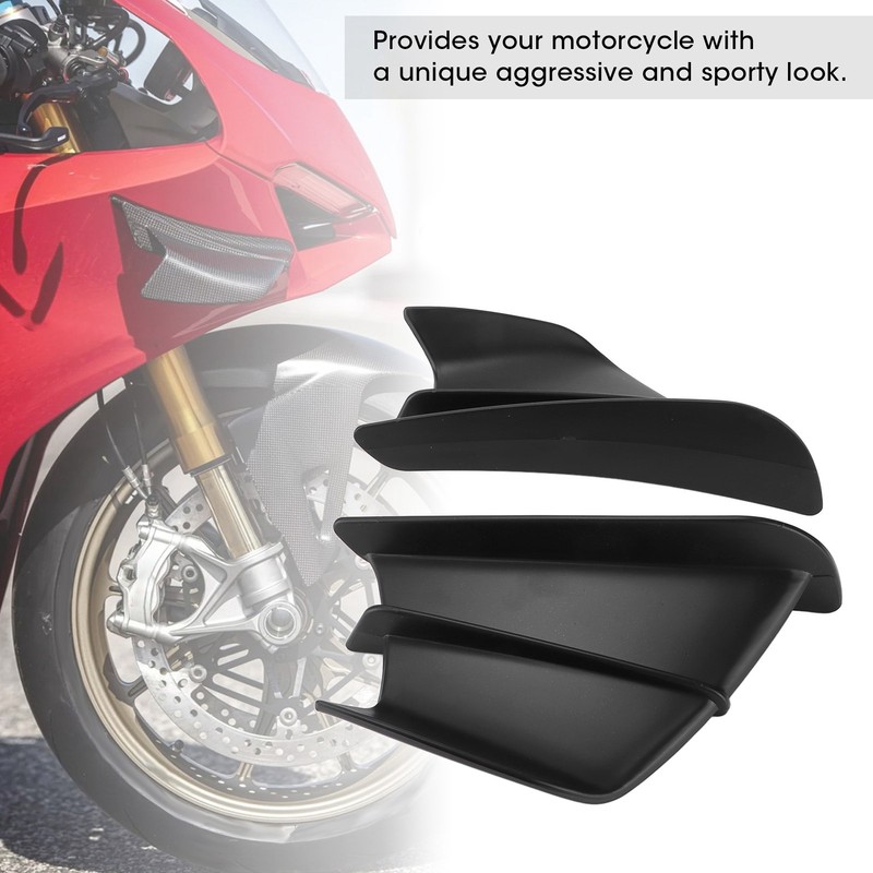 1 Pair Motorcycle Front Winglet Aerodynamic Wing Universal Black Replacement