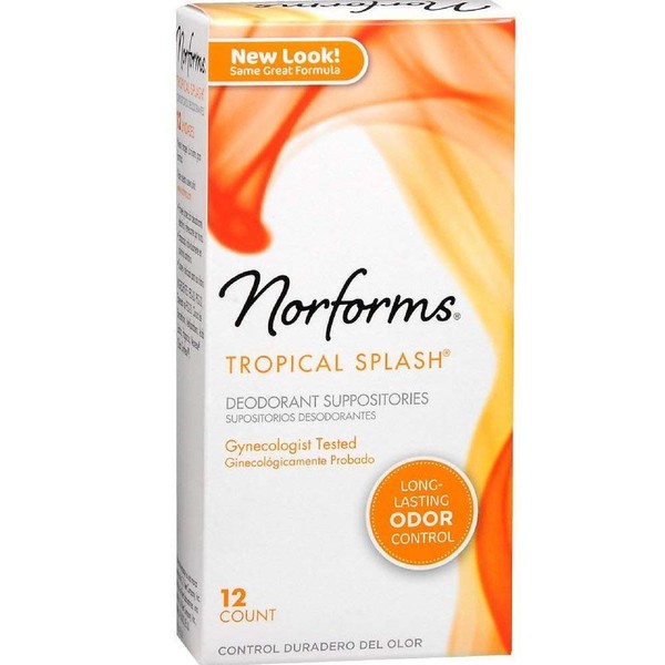 Norforms Tropical Splash Deodorant Suppositories 12 each (Pack of 7)