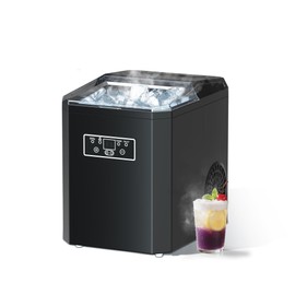 Zyerch Countertop Ice Maker Machine, 44LBS Ice Cube Maker, Portable Small Ice Cube Machine with Transparent Lid, Auto-Cleaning, Energy Saving for Home Kitchen, Office, Basement Bars, RV, Black