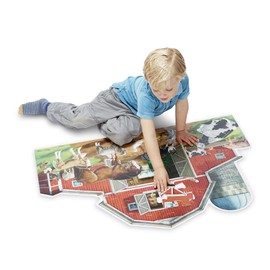 Melissa & Doug Busy Barn Shaped Floor Puzzle, Model Number: 2923