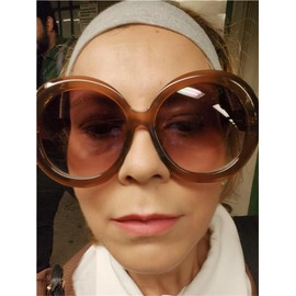 ADE WU Oversized Round Sunglasses for Women Vintage 60s 70s Big Frame Circle Shades UV 400 Protection Sun Glasses Trendy Brown/Brown Gradient Lenses