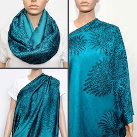 Nursing Cover - Nursing Scarf - Nursing Infinity Scarf (Floral Turquoise)