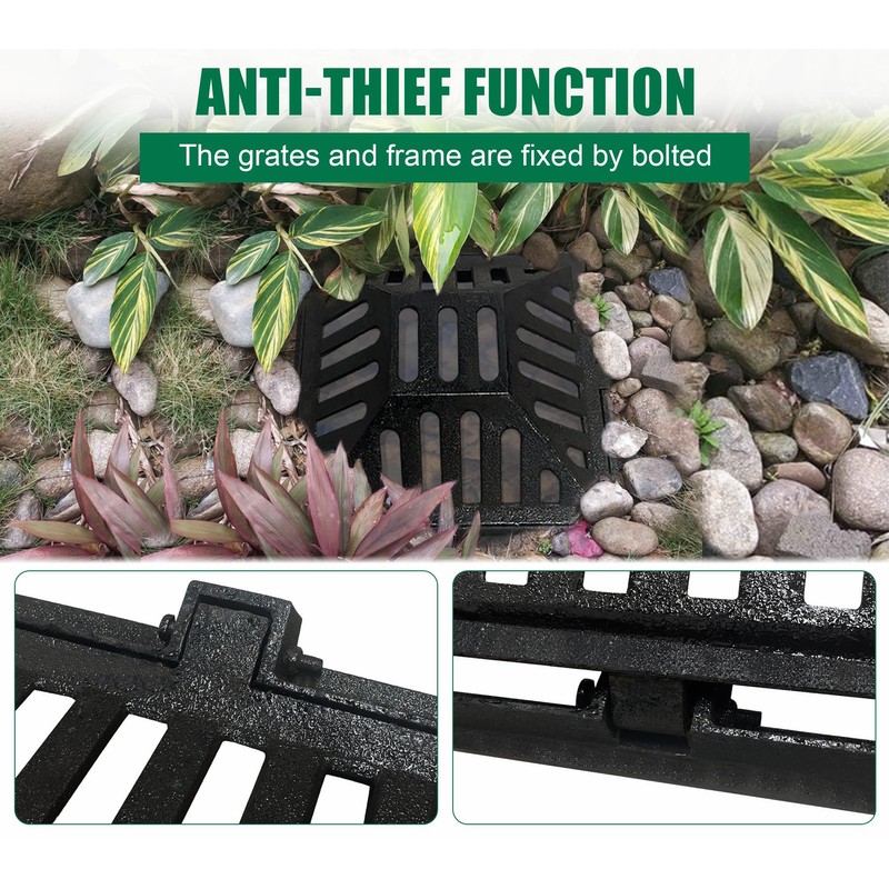 Ductile Iron Atrium Grate and Frame,18x18in Square Beehive Catch Basin