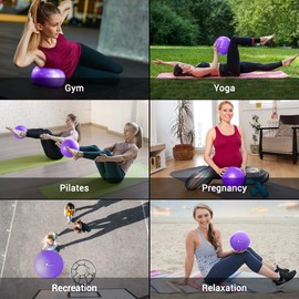 AUNEK 23cm Soft Pilates Ball, 9-Inch Anti-Burst Small Exercise Ball, Yoga Balls for Core Training, Stretching, Barre, Balance, Stability, Physical Therapy, Gym Workout, Pilates for Adults