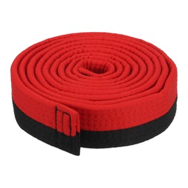 PATIKIL Taekwondo Colored Ranking Belt, 1.6" x7.2Ft 2.2M Polyester Martial Arts Judo Karate Belt for Coach Teaching Practice, Red-Black