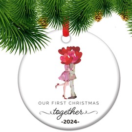 Our First Christmas Together, GF BF Ceramic Keepsake, 2024 Together Christmas Ornaments, Couples First