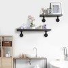 HBLYJS L-Shaped Industrial Pipe Shelf Brackets, Black Metal Wall-Mounted Floating