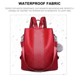 Miss Lulu Ladies’ Backpack - Waterproof Nylon School Bag - Anti-Theft Daypack - Shoulder Bag for When You’re Out and About, burgundy