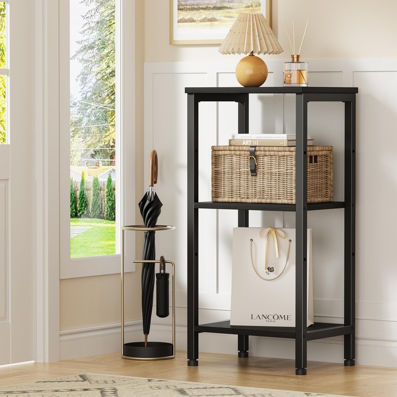 Asgolion Small Black Side Table, Tall End Table with Adjustable