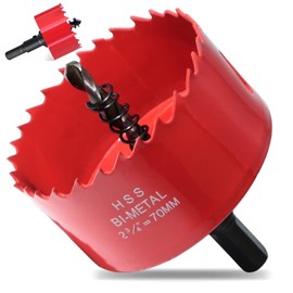 70mm Hole Saws Cutter, HSS Bi-Metal Drill Bit for Wood, Plastic, Fiberglass and Plasterboard, Ideal for Ceiling Light Installation and DIY Projects