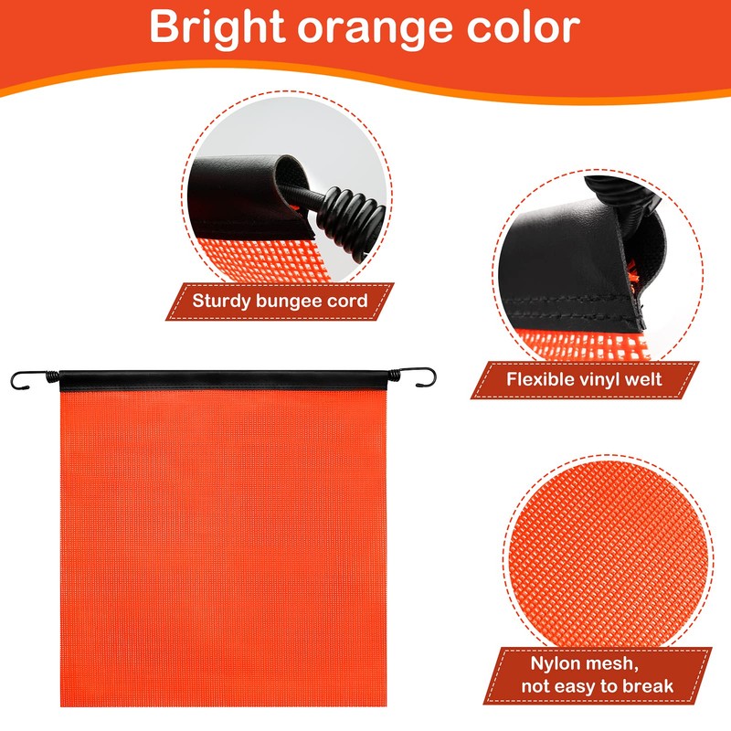 Safety Flag Set - 6 Bright Orange Mesh Warning Flags,