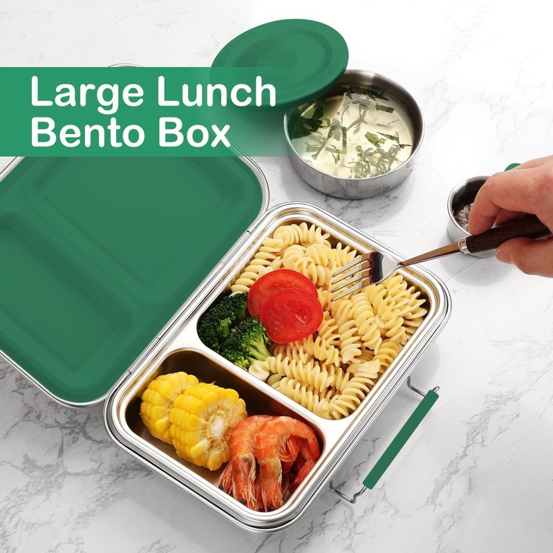 AOHEA Stainless Steel Lunch Box for Kids, Leak Proof Bento