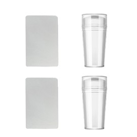 BRIIKPP Nail Stamper Nail Seal Stamp DIY Nail Decoration Manicure Tool with Scraper Set of 2 Transparent