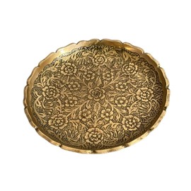 Tokyo Kankan Tray Brass Round Plate L Flower (Gold)