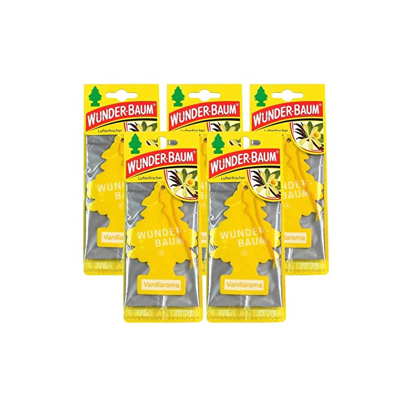 Wunderbaum 5X Vanillaroma Orginal Lufterfrischer Duftbaum Fahrzeugduft 1 STK