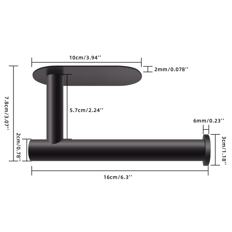 Kitchen Roll Holder, No Drilling, Kitchen Roll Holder, Black, Stainless