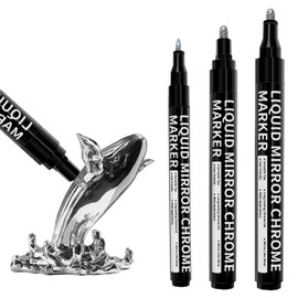 HTVRONT Silver Liquid Mirror Chrome Marker 3PCS - Paint Pen Permanent Metallic 3 Nibs- Silver Chrome Paint Pen for Models, Paintings, Toys or Car Accessories