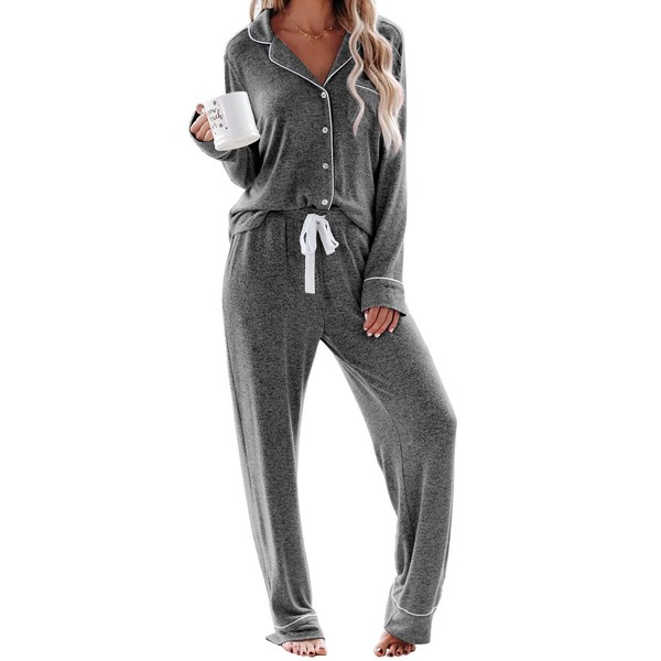 Aamikast Pajama Set for Women Button Down Soft Long Sleeve