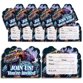 20pcs Monster Truck Birthday Party Invitations,Monster Truck Party Supplies, Monster Truck Invitation Cards for Kids boys