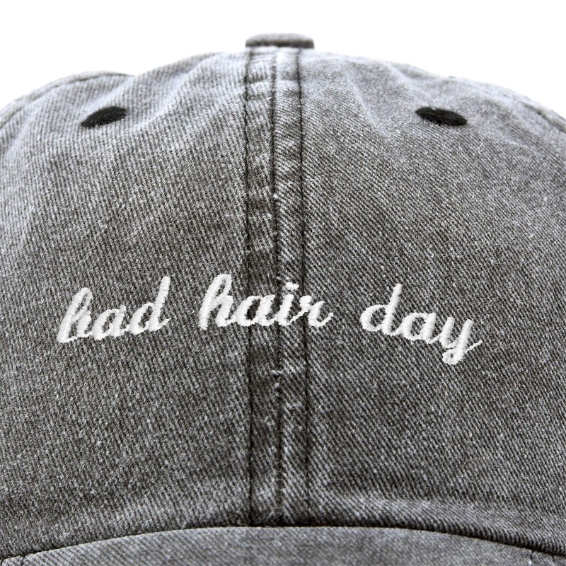 DALIX Bad Hair Day Hat Baseball Cap in Washed Black