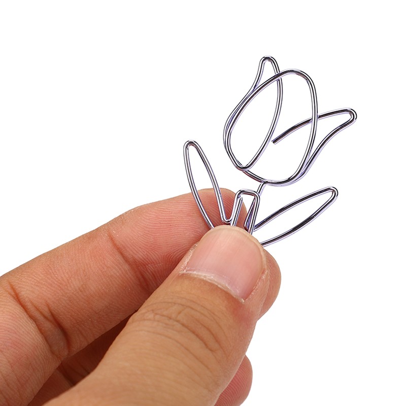 50Pcs Tulip Paper Clips Cute Purple Tulip Design Durable Metal