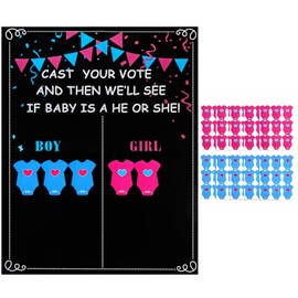 WVD Gender Reveal Decorations Kit for Party Supplies, Includes A Larger Voting Poster for gender reveal games with 90 Pcs Voting Boy or Girl Stickers for Kids Adults Guests