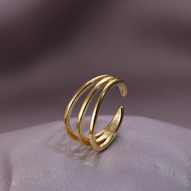 Jstyle 14K Toe Ring for Women Popular Gold Filled Women CZ Moonstone Snake Simple Toe Ring Adjustable Pinky Ring Foot Ring Jewelry