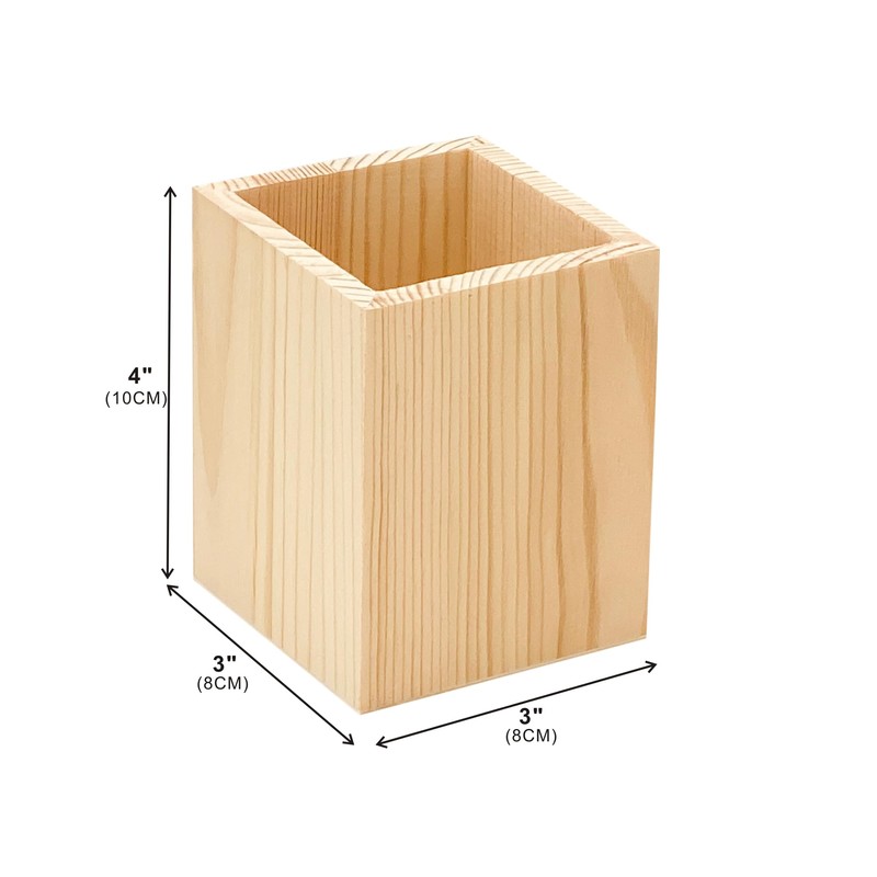Cregugua 6 Pack Wood Pen hlolder Unfinished Wooden Pencil Holder